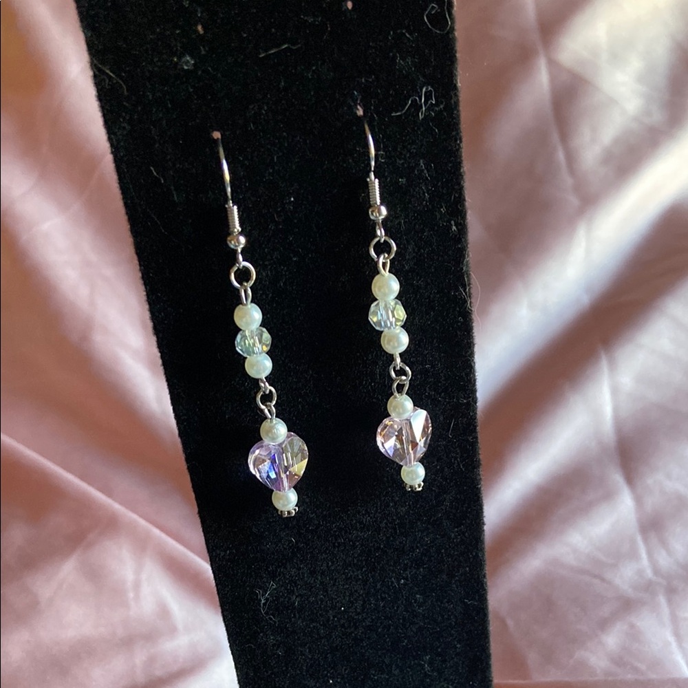 Handmade Purple Heart Earrings